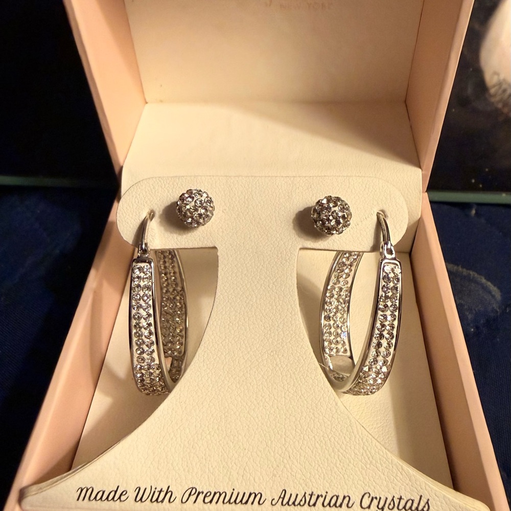 Sofia James New York Fine Silver Plated Hoop & Stud Earring Set